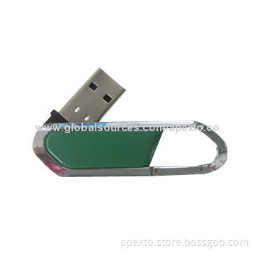 Green Metal Swivel USB Stick with Anti-shock, Moisture Resistance, Supports Plug-and-play Function